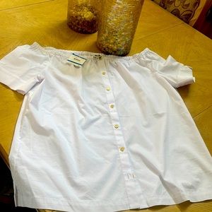 ANNE KLIEN WHITE /Off the shoulder blouse NEW. TAGGED